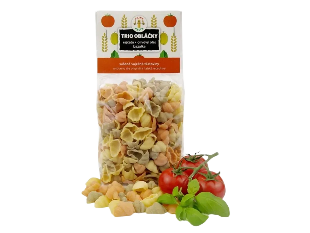 Fajna pasta - Trio obláčky - bazalka, rajčata, olivy 400g