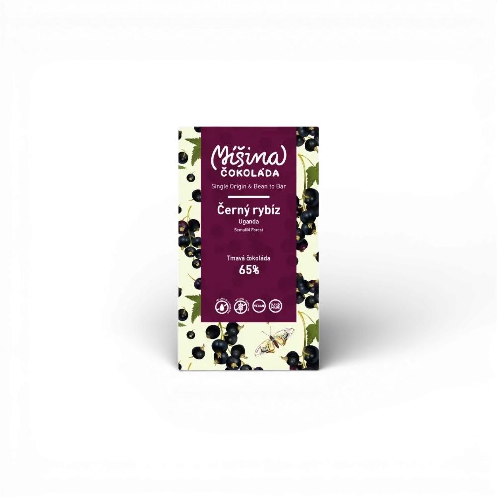 Míšina čokoláda - Tmavá čokoláda Uganda 65%  s černým rybízem 50g