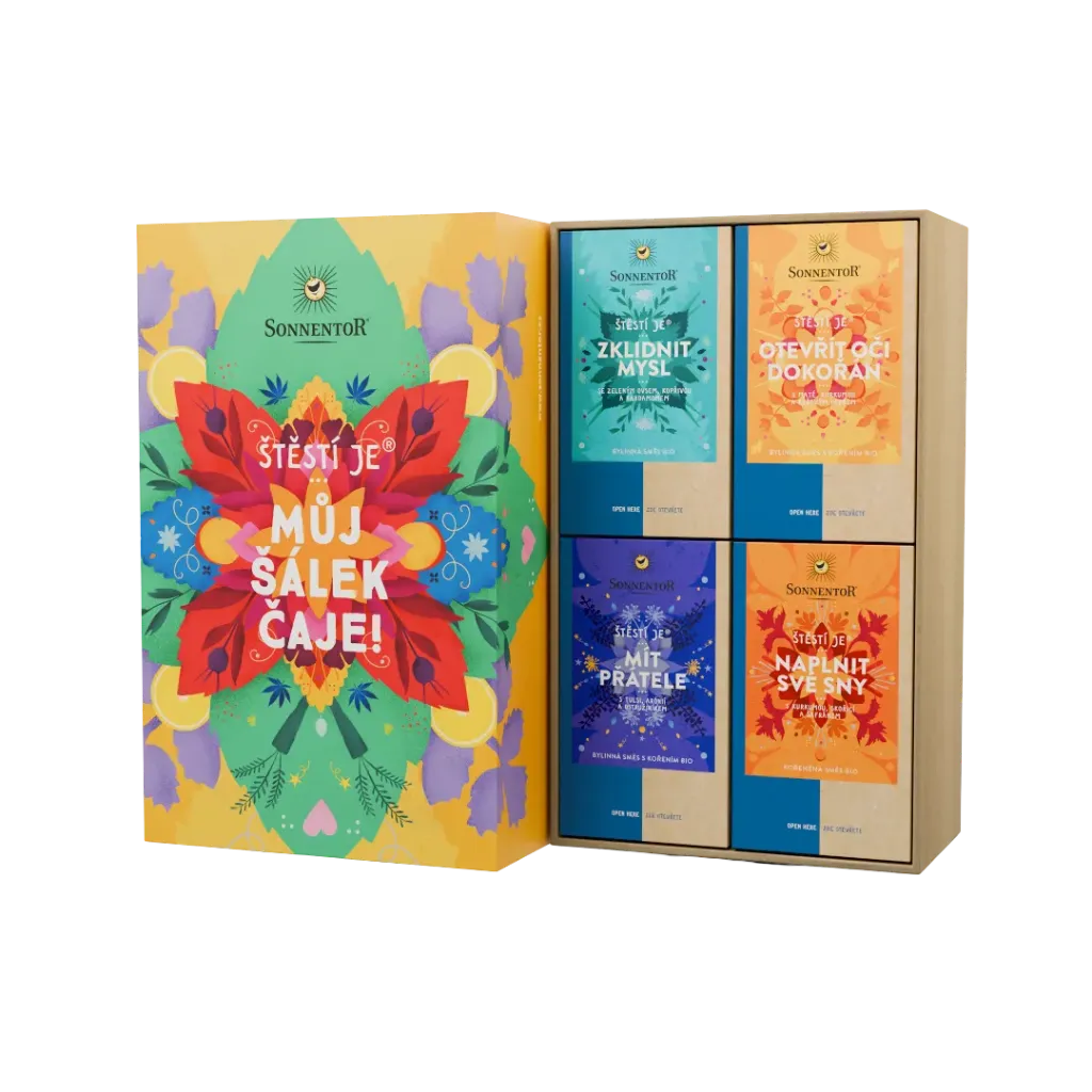 Sonnentor - Dárková kazeta čajová Štěstí je můj šálek čaje 118,8g