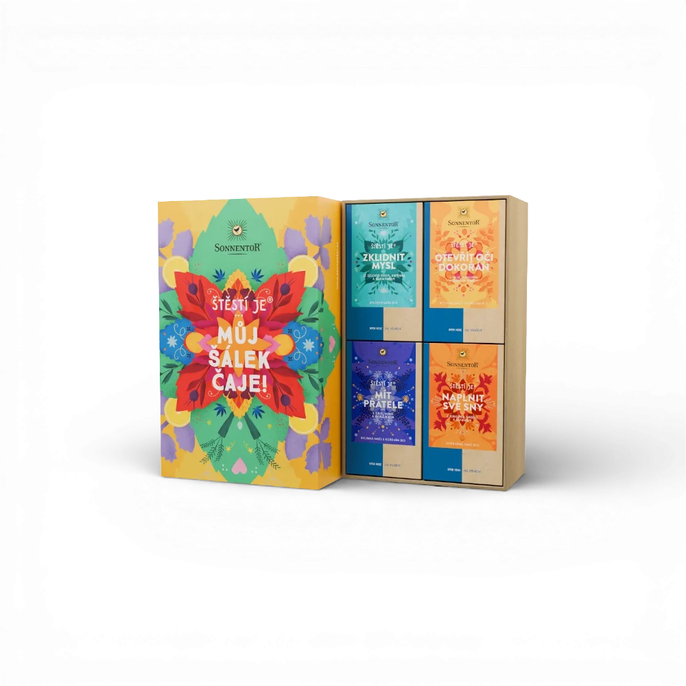 Sonnentor - Dárková kazeta čajová Štěstí je můj šálek čaje 118,8g