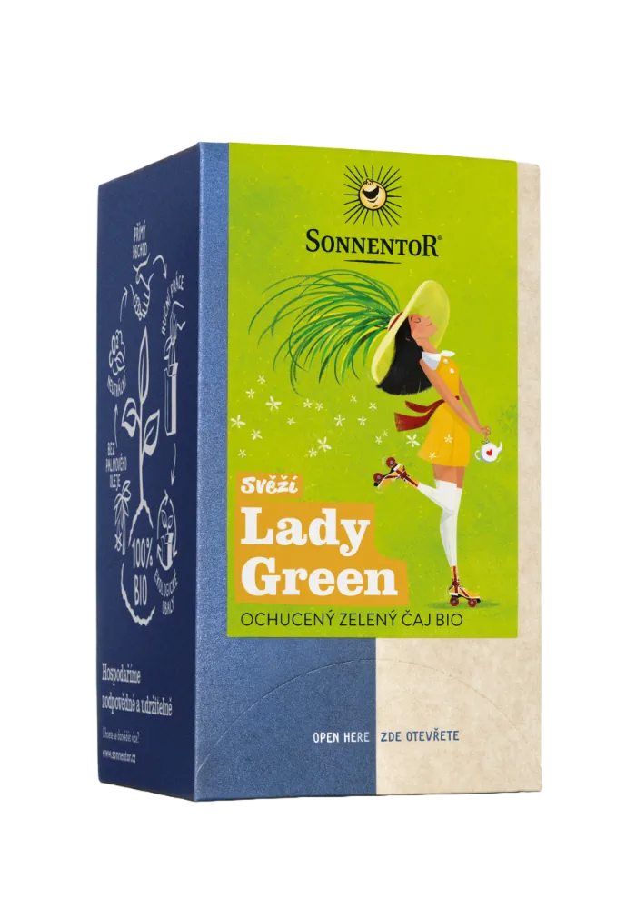Sonnentor - Svěží Lady Green bio, ochucený zelený čaj 21,6g