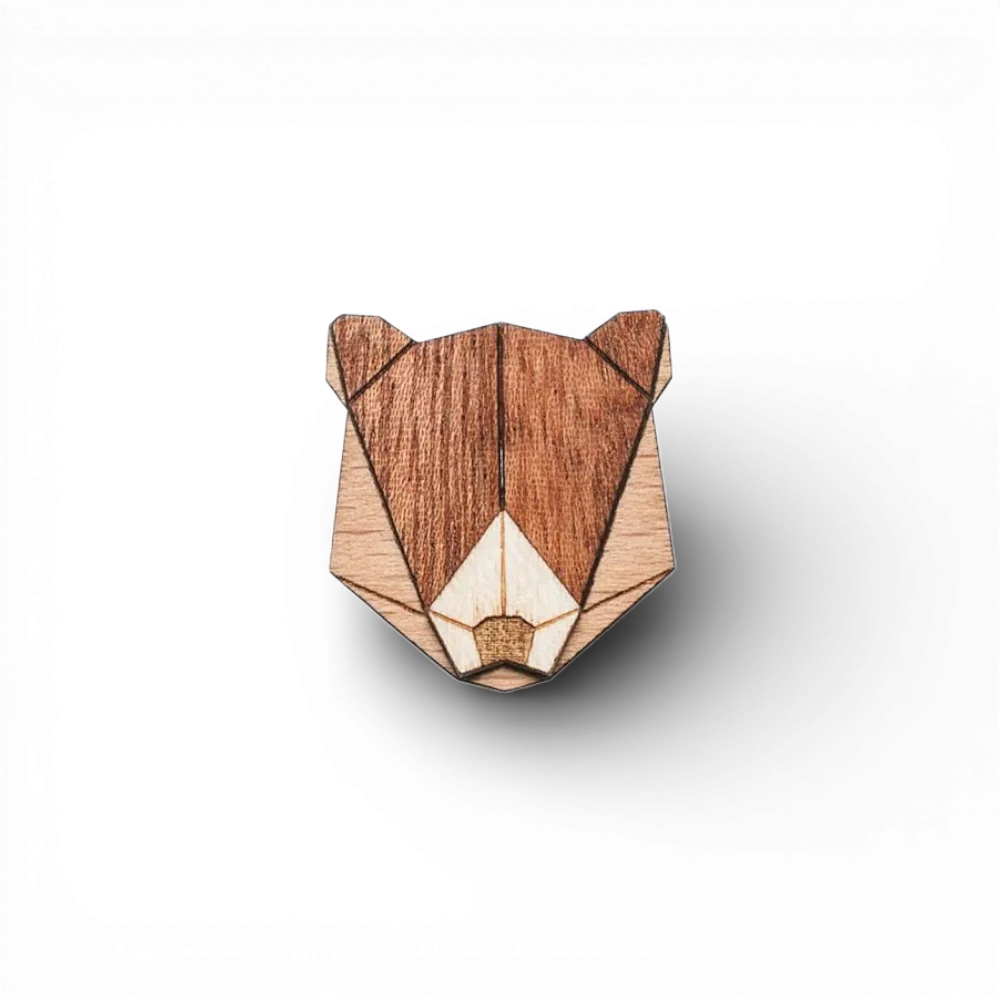 BeWooden - Dřevěná brož medvěd