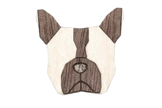 [1393847711100080] BeWooden - Dřevěné náušnice francouzský buldoček