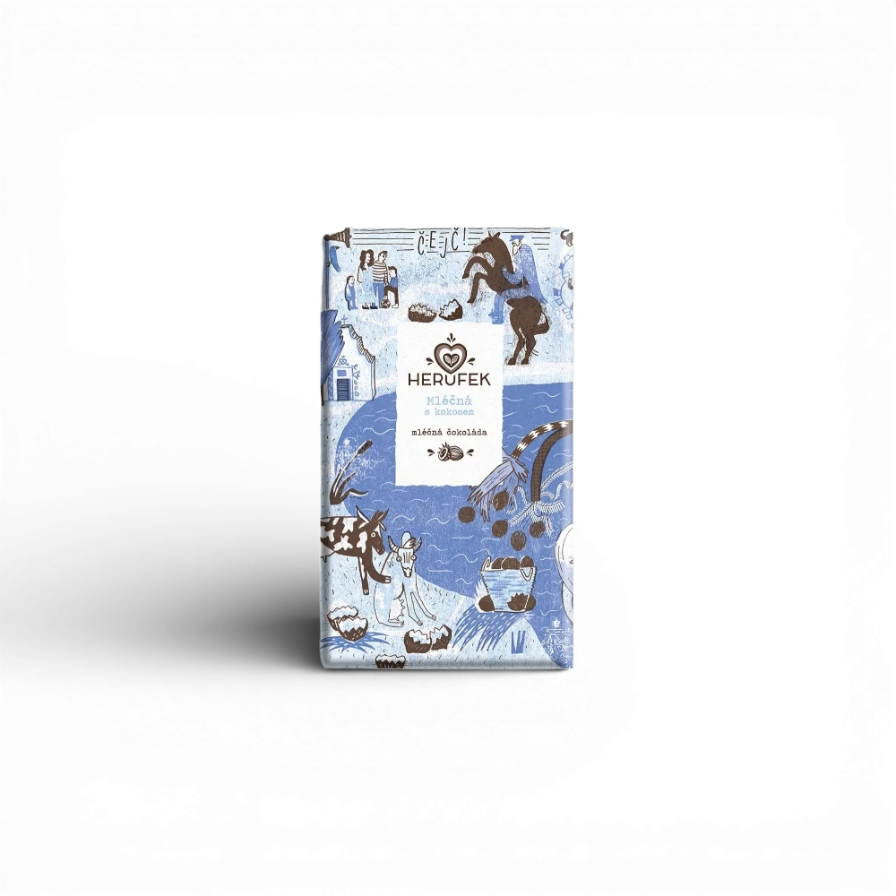 Herůfek - Čokoláda mléčná s kokosem 52% Belize (Maya Mountain) 50g (M)