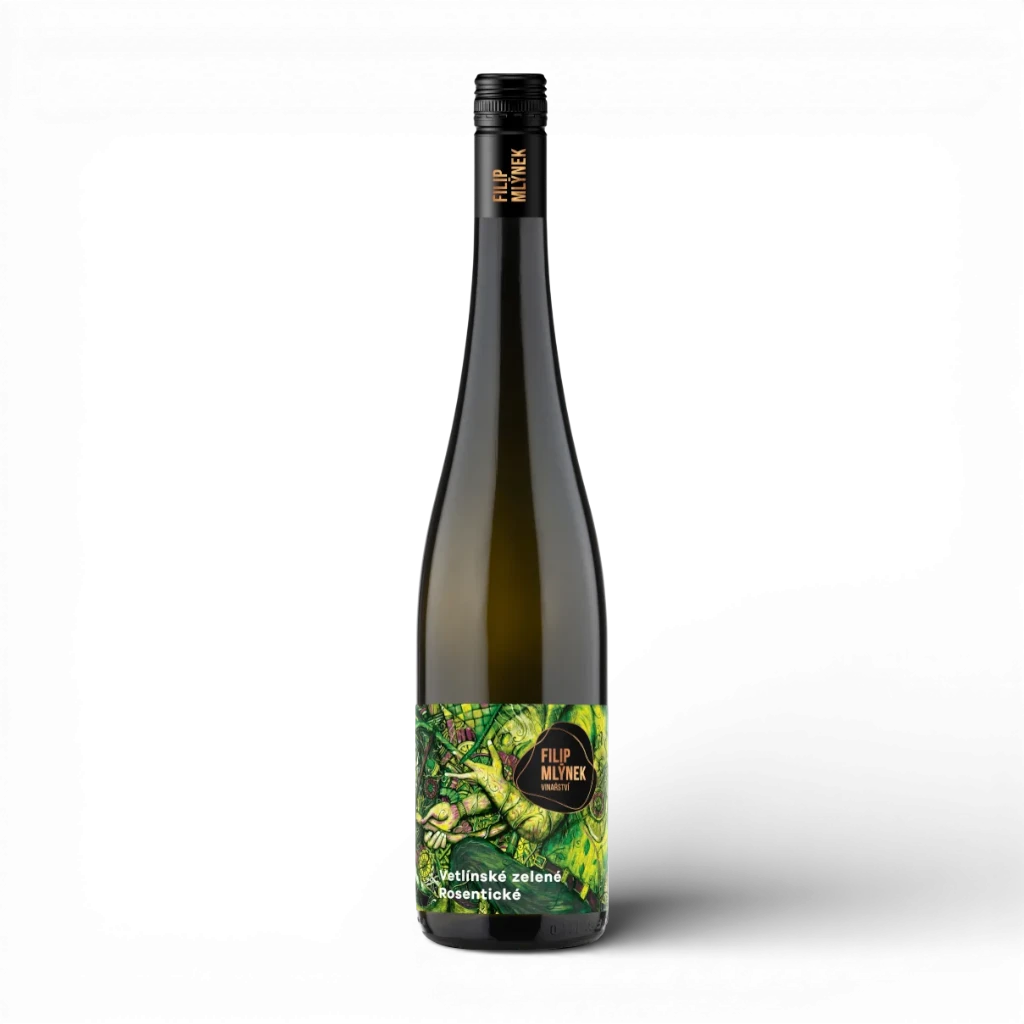 Filip Mlýnek - Veltlínské zelené 2024, trať Rosentické , s přívlastkem pozdní sběr, suché 12,5% ,750 ml