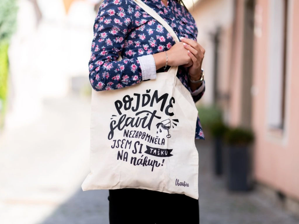 Chaukiss - Plátěná taška - Pojďme slavit nezapomněla jsem si tašku na nákup TB9 
