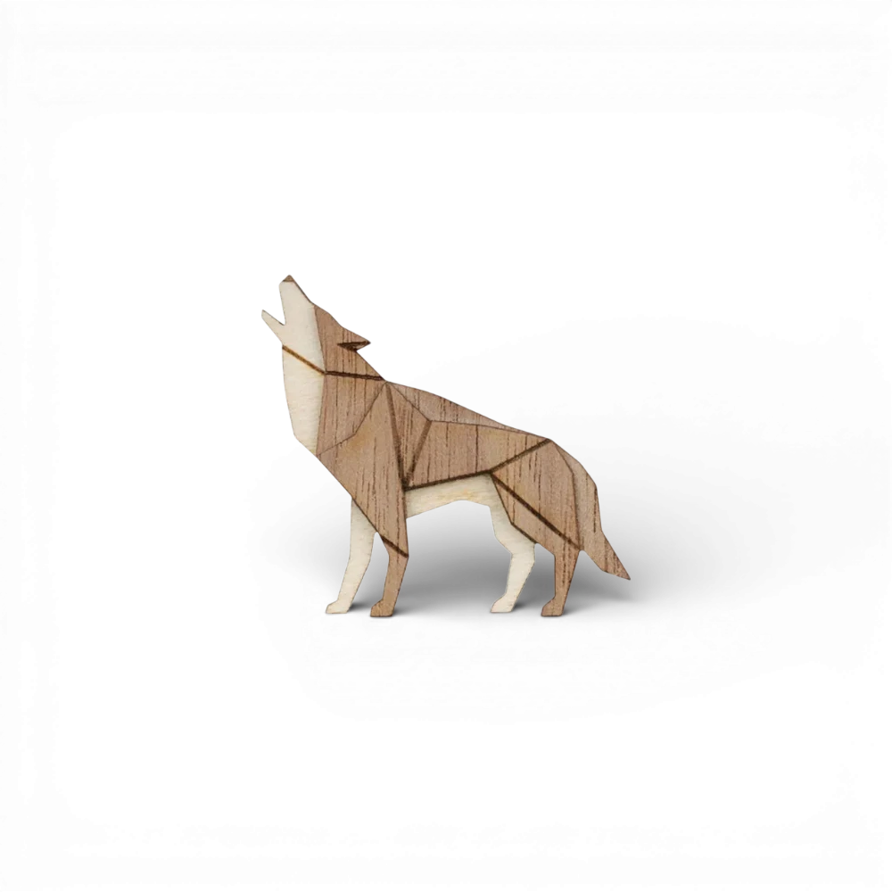 BeWooden - Dřevěná brož Chodící Vlk