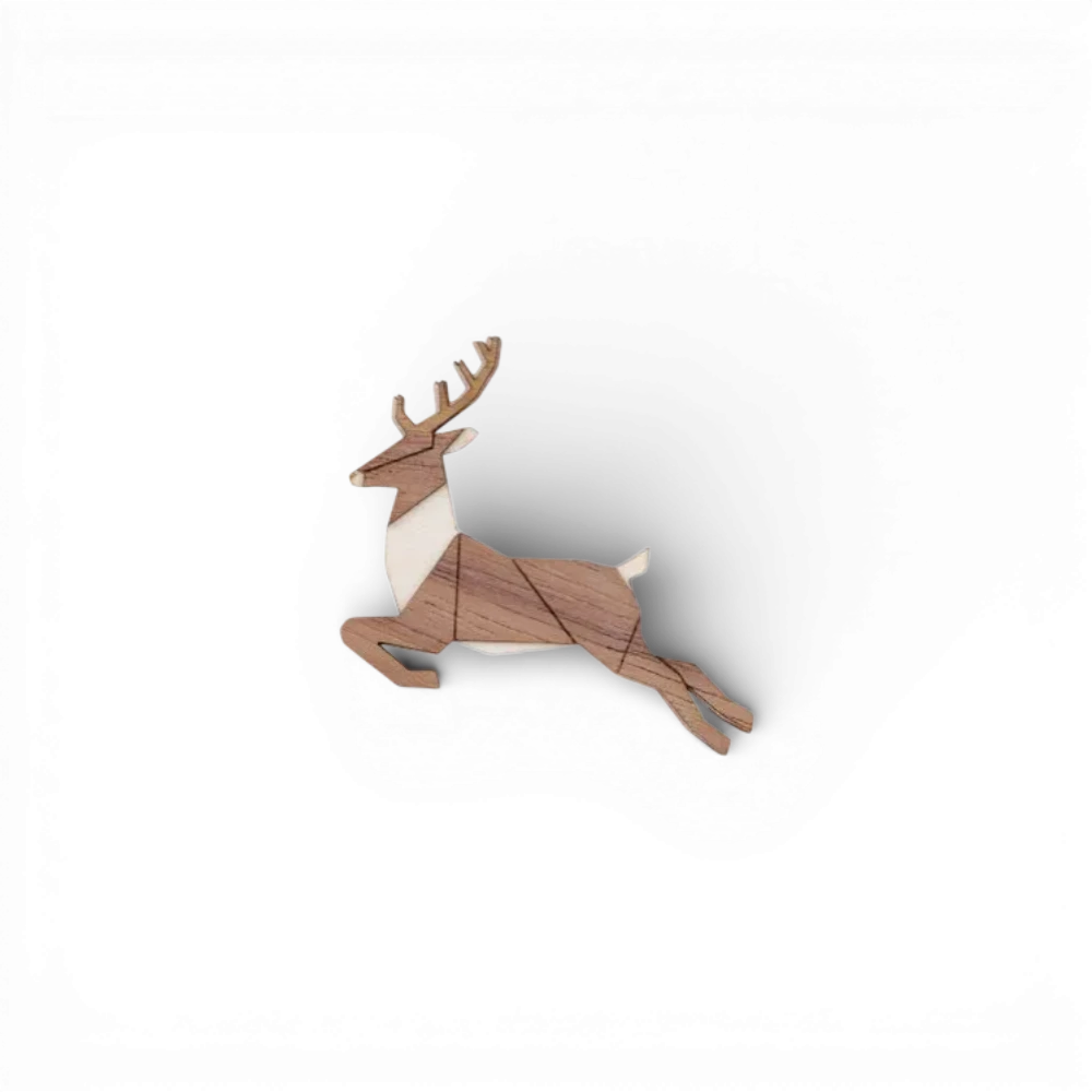 BeWooden - Dřevěná brož Jumping Deer Brooch