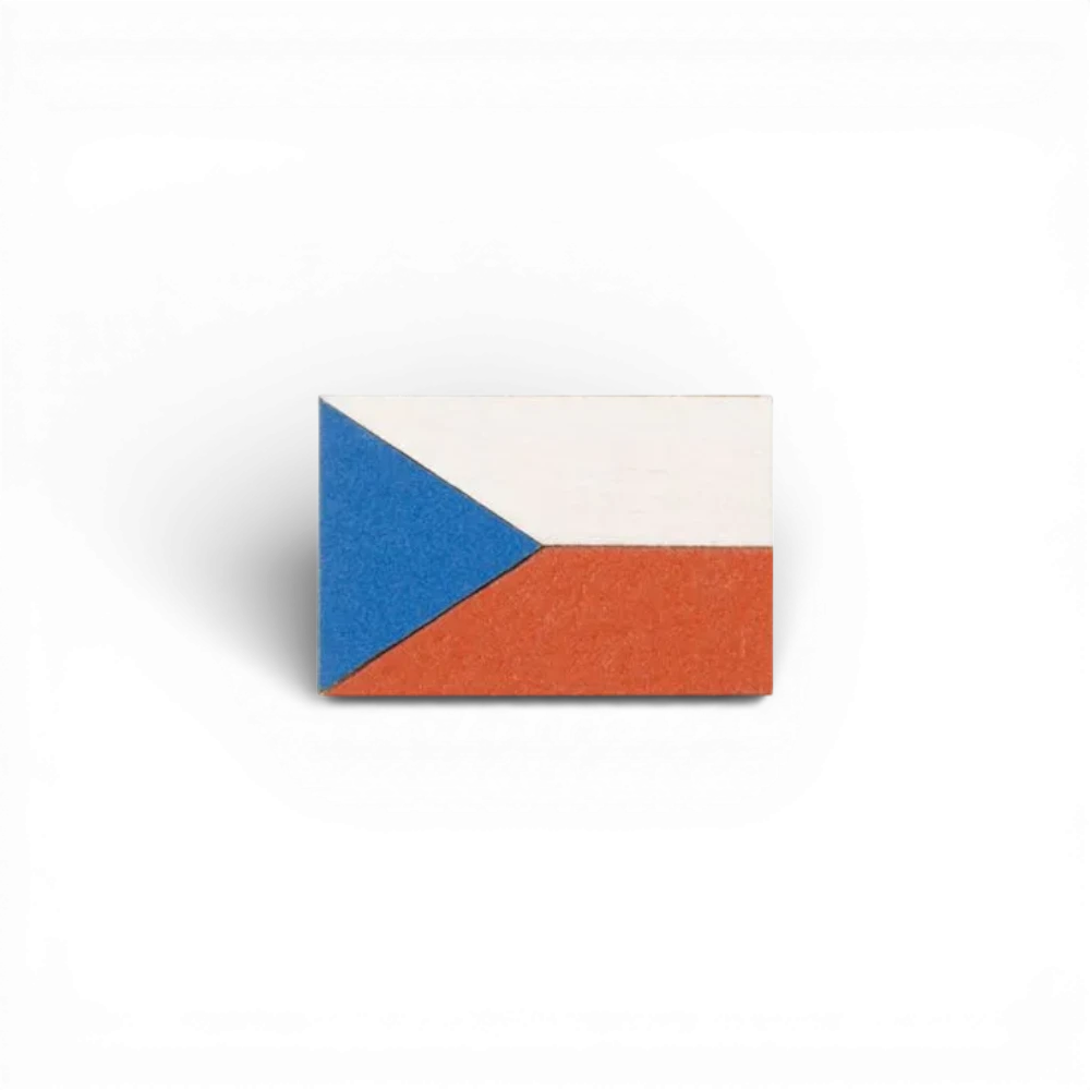 BeWooden - Dřevěná brož vlajka Česko