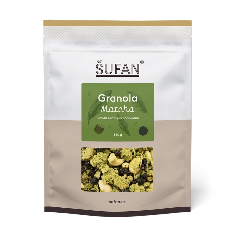 Šufan - Granola matcha s lyofilizovanými borůvkami 350g