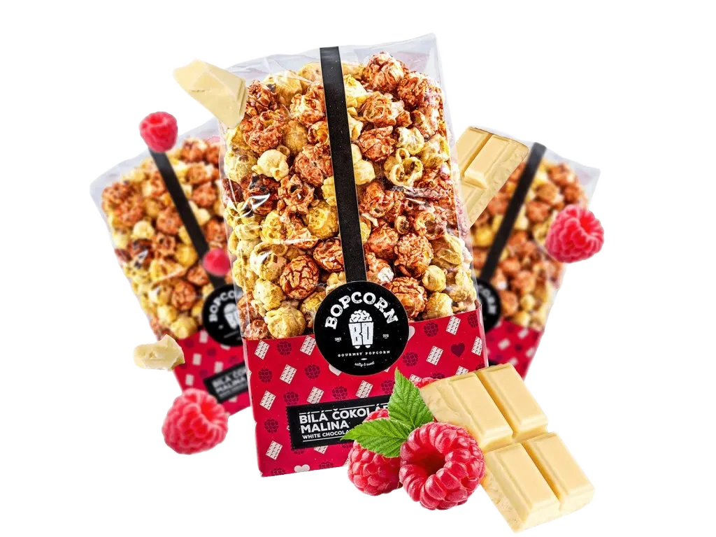 [0-009-1] Bopcorn - Popcorn malina bílá čokoláda 70g CHYBÍ EAN, CENY, KOD