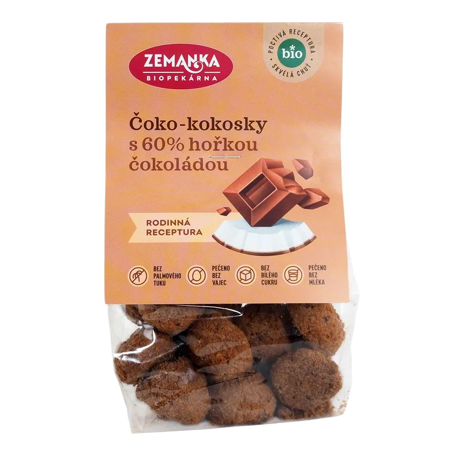 [SUS01] Zemankova Biopekárna - BIO čoko-kokosky s 60% hořkou čokoládou 100g EAN !!!