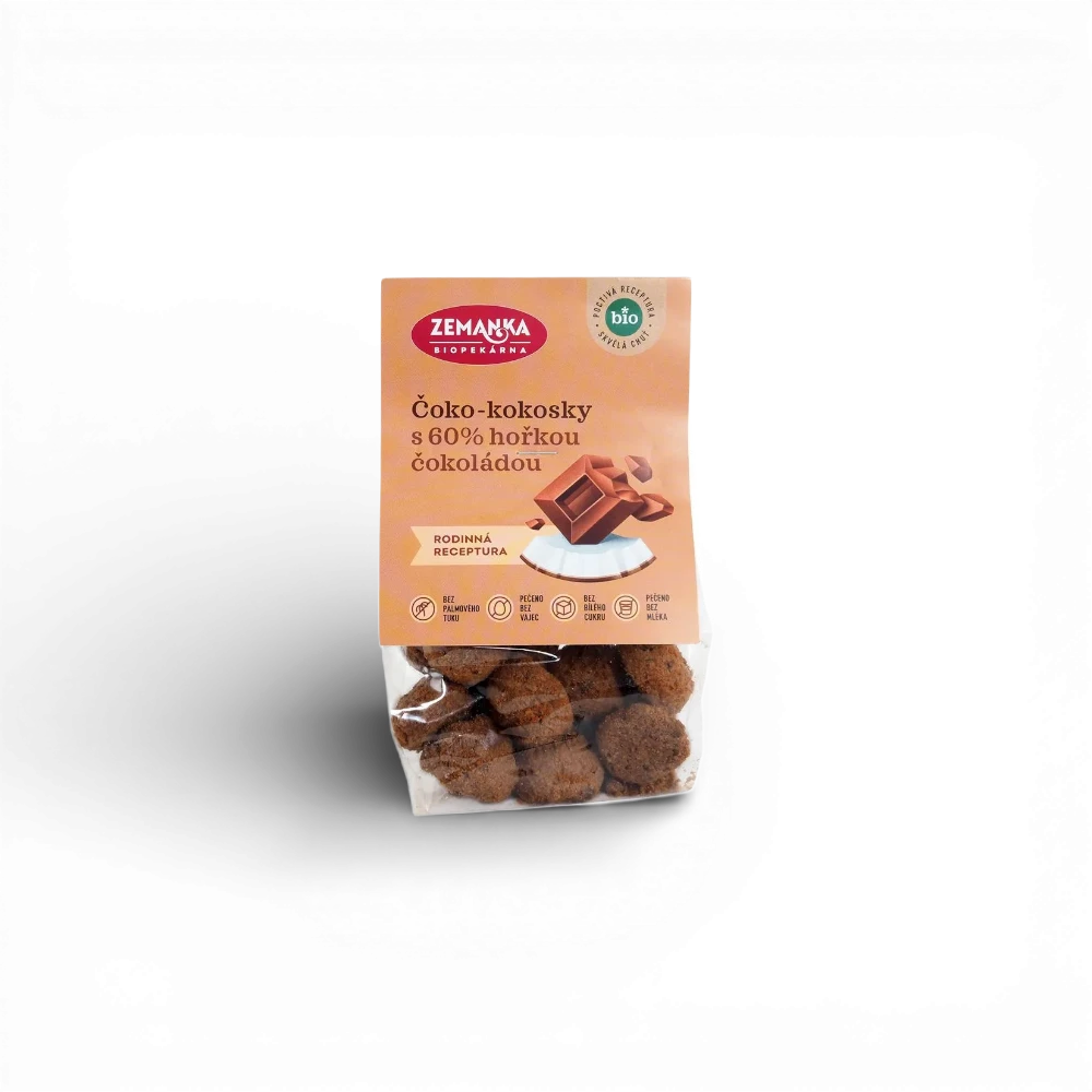 Zemankova Biopekárna - BIO čoko-kokosky s 60% hořkou čokoládou 100g EAN !!!