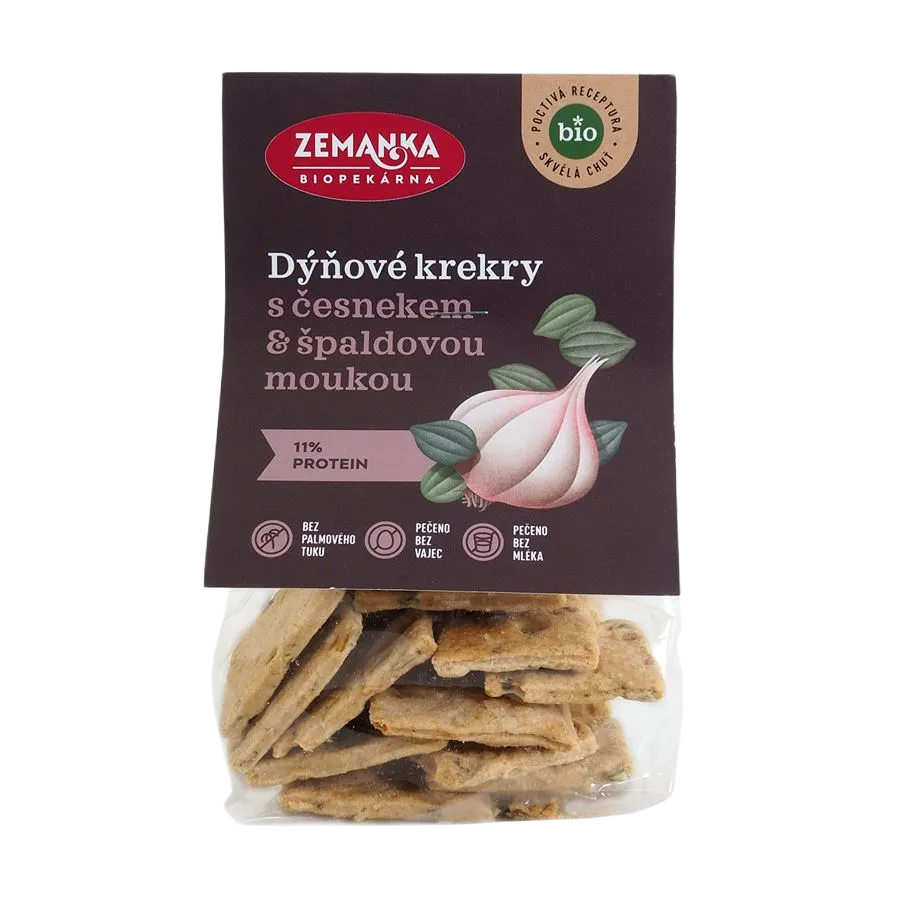 [KRE01] Zemankova Biopekárna - BIO krekry s dýňovým semínkem a česnekem 100g EAN !§!!