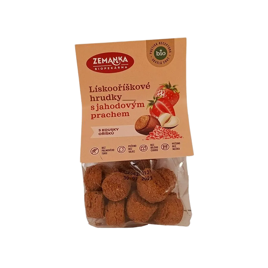 [SUS49] Zemankova Biopekárna - BIO lískooříškové hrudky s jahodovým prachem 100g EAN !!!!!