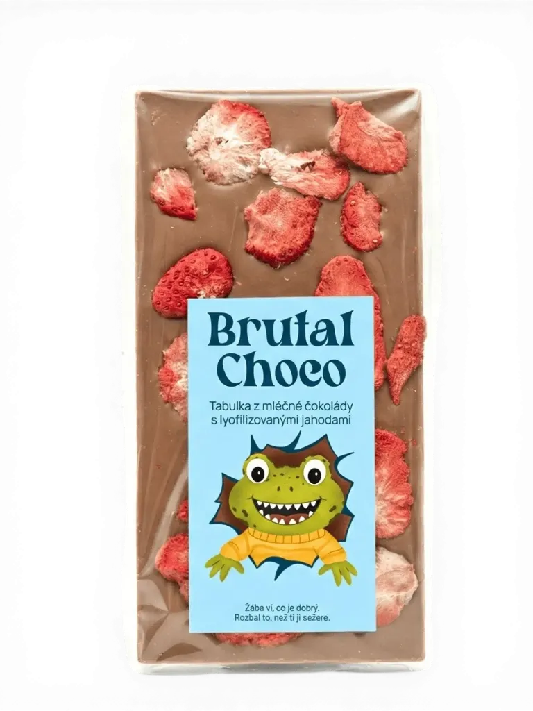 Brutal Choco - Hořká čokoláda s lyofilizovanými jahodami 105g DOKONČIT !!!! (kopie)