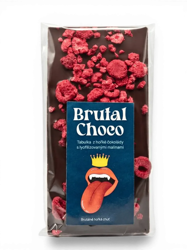 Brutal Choco - Hořká čokoláda s lyofilizovanými malinami 105g DOKONČIT !!!!