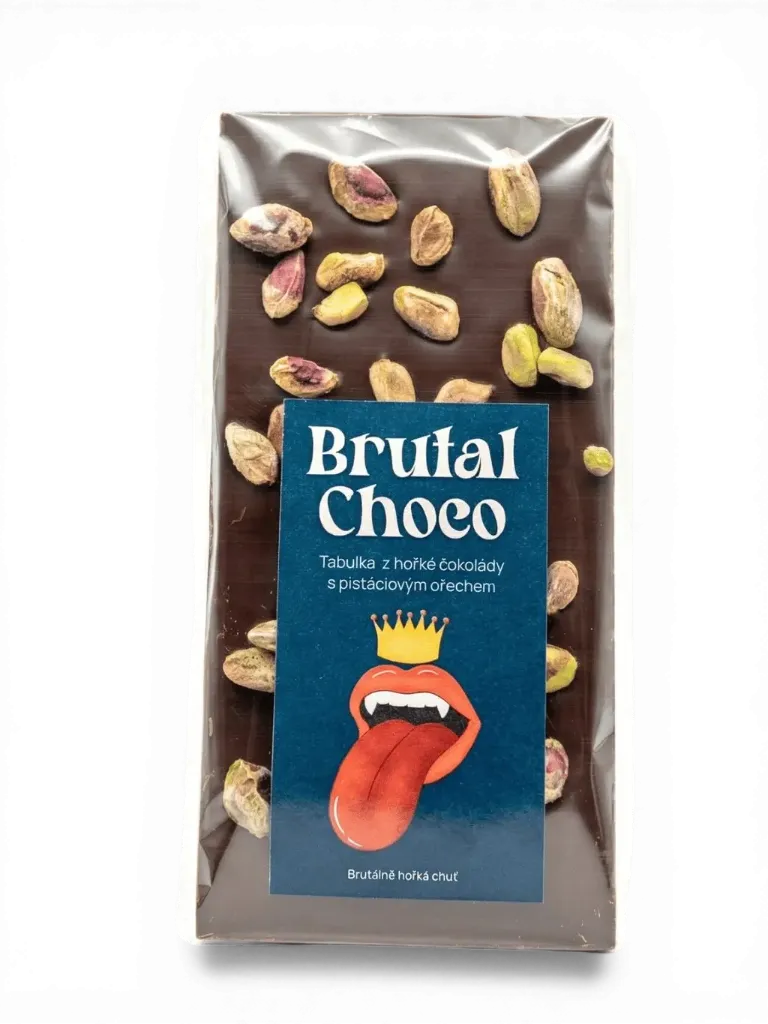 Brutal Choco - Hořká čokoláda s pistáciemi 105g DOKONČIT !!!!