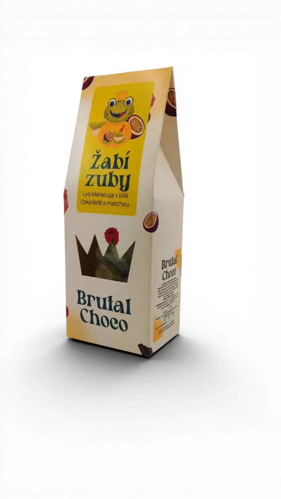 Brutal Choco - Lyo maracuja v bílé čokoládě s matchou Žabí zuby 110g DOKONČIT !!!